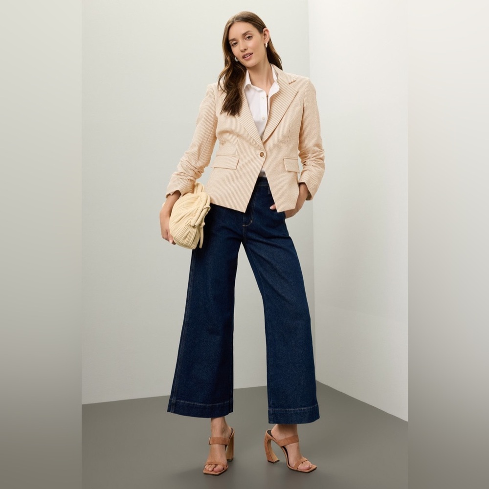NWT $698 Veronica Beard Aaliyah Dickey Jacket In Khaki/White
